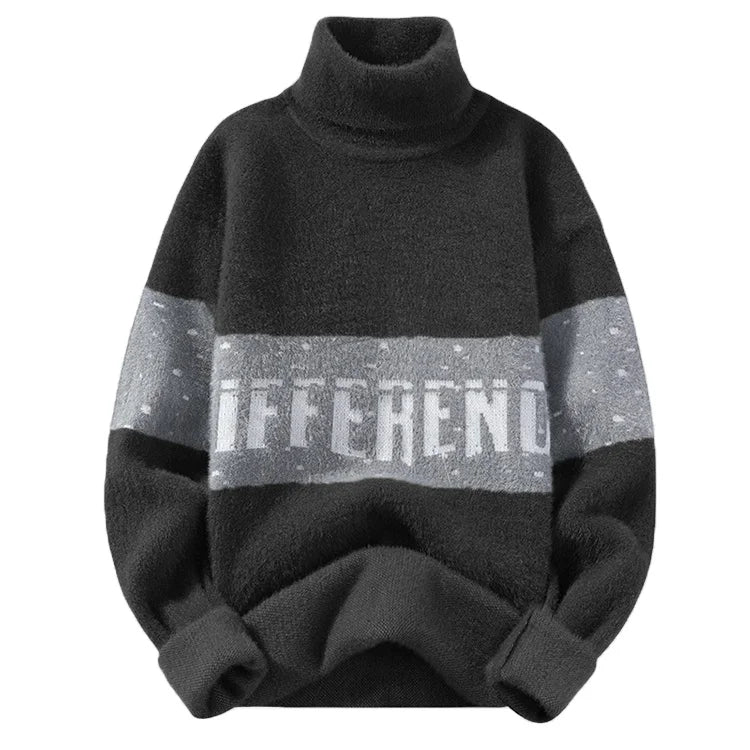 Custom Men's Knitted Turtleneck Sweater Long Sleeve Jacquard Sweater Knitwear Winter 7gg Anti-Pilling Roll Neck Knit Sweater