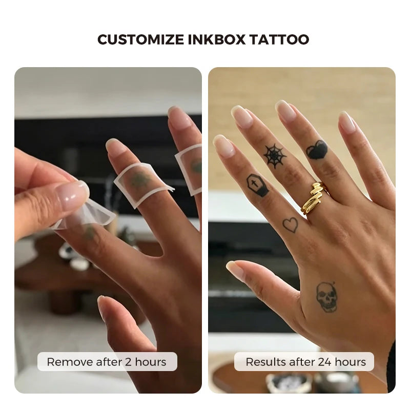 30*30 mm Inkbox Inster Custom No Water Natural Genpia Waterproof Semi-Permanent Realistic Temporary Tattoo Design Print Sticker