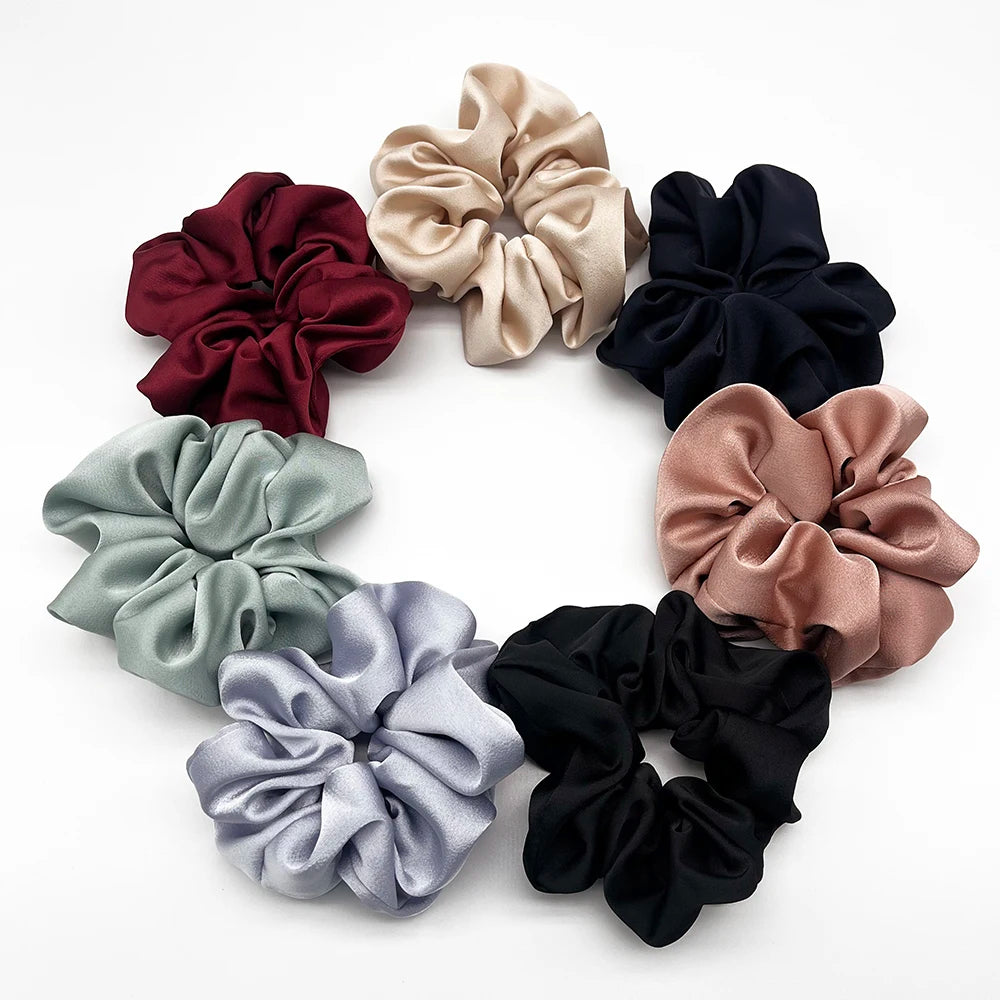 Korean Solid Color Satin Simple Hair Ring Custom Girls Buns Scrunchy Hair Band Curly Soft Children Hair Ties Accessories MegaBDM