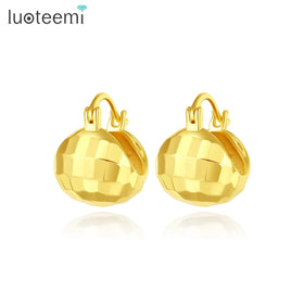 LUOTEEMI Elegant Gold Plated Earing Trendy Jewelry Large Hot Sale New Geometric Fashion Big Hollow Earrings