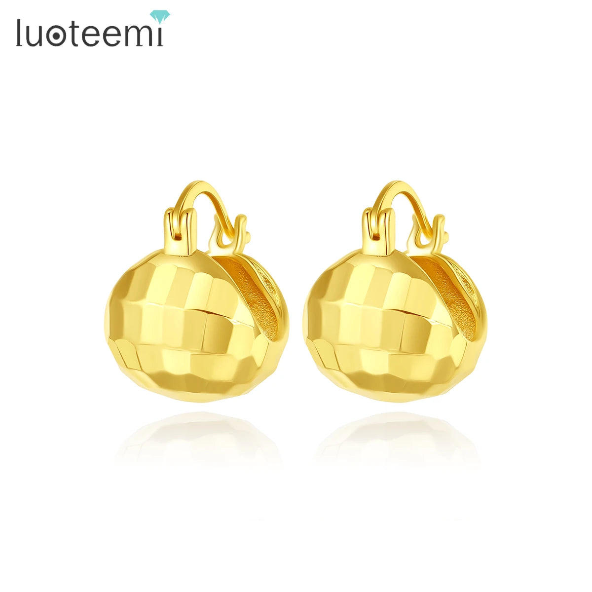 LUOTEEMI Elegant Gold Plated Earing Trendy Jewelry Large Hot Sale New Geometric Fashion Big Hollow Earrings