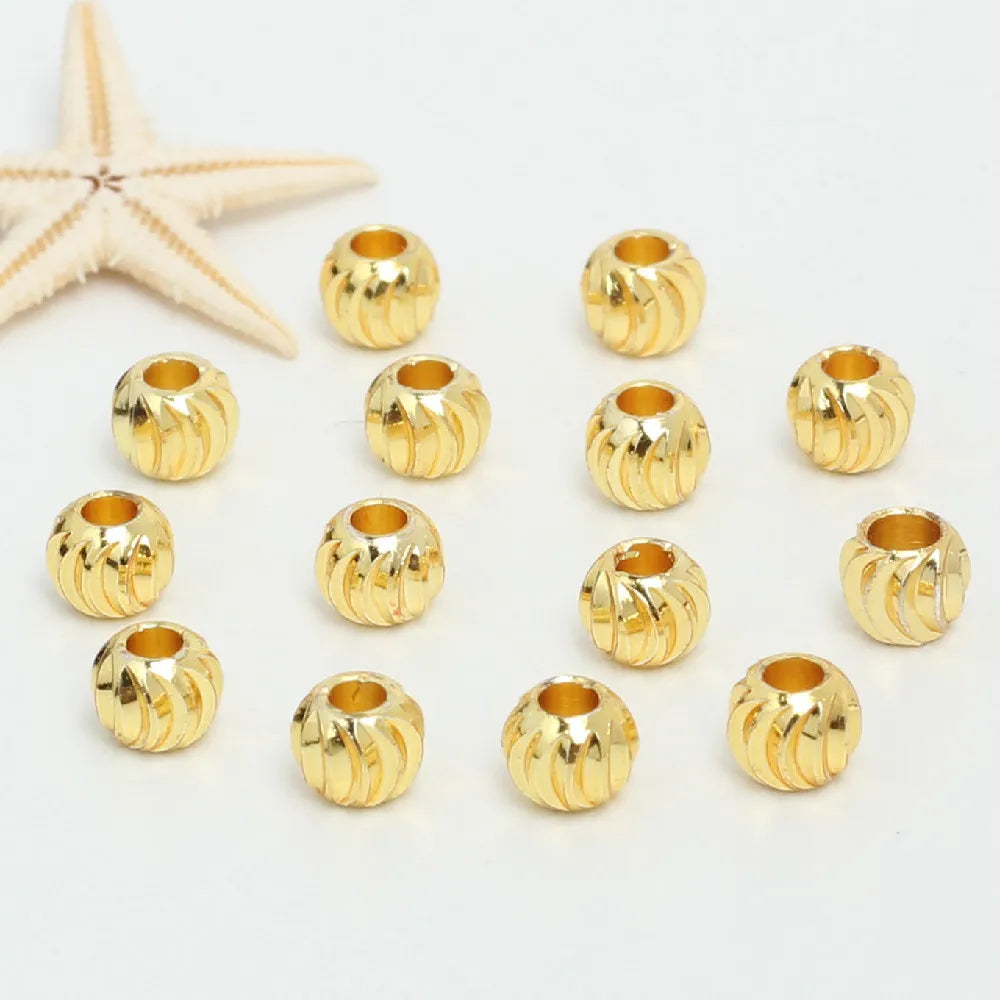 Fashion Copper Clothes Accessory 14k 18K Gold-plated Handmade Bead Assembly Simple Geometric Curved Round Bead Jewelry Findings
