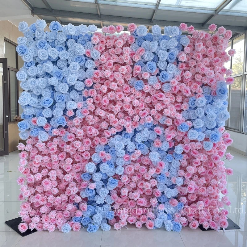 Roll up Rose Wedding Decorative Floral Backdrop Panels Artificial Peony Flower Wall Grass Wall