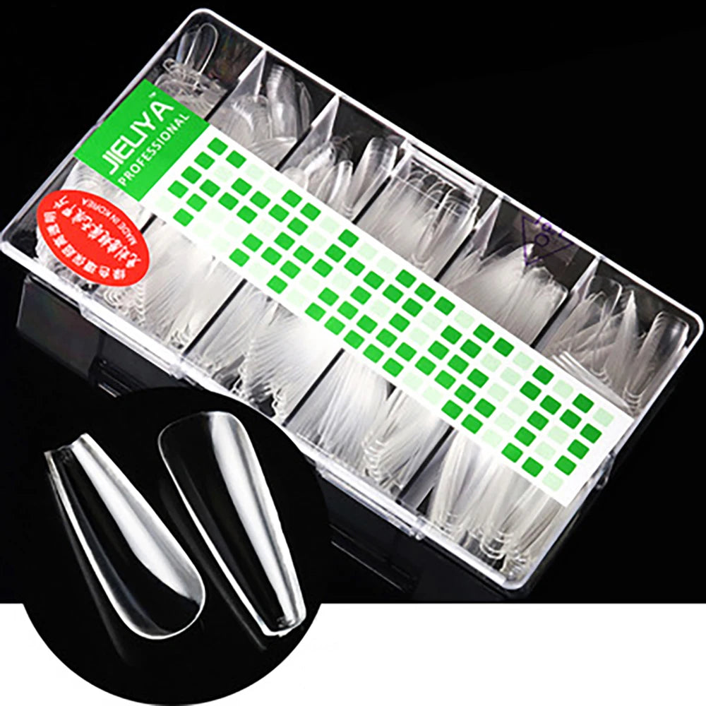 500pcs/Box Soft Gel Coffin Nail Tips False Nails Long Natural French Full Cover Nail Tips