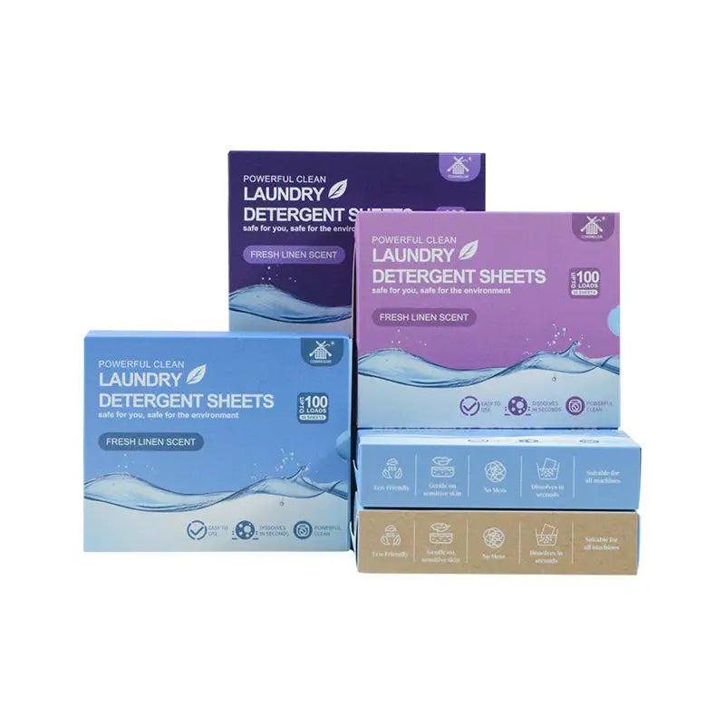 Customized 100 Load Eco-Friendly Biodegradable Plant-Based Laundry Detergent Sheets Lemon Jasmine Floral Fragrances for Apparel
