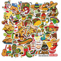 50Pcs Cute Cartoon Mexican Food Taco Decorative Stickers for Car Wall Bottle Laptop Cactus Mexican Culture Sticker MegaBDM