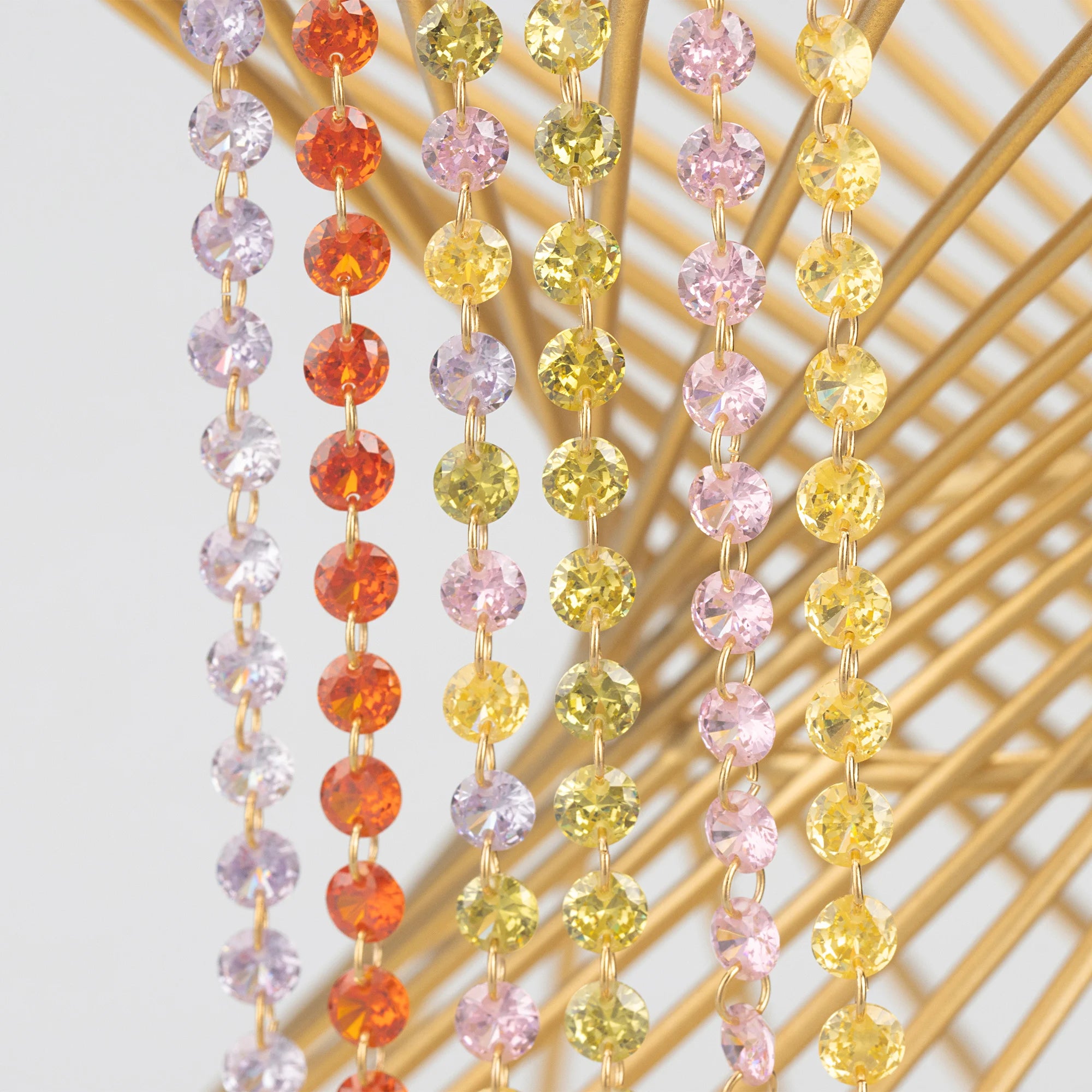 C337 20cm/Lot Chainzircons 18K Gold Plated Copper Nickel Free Handmade DIY Bracelet Necklace Jewelry Making Components