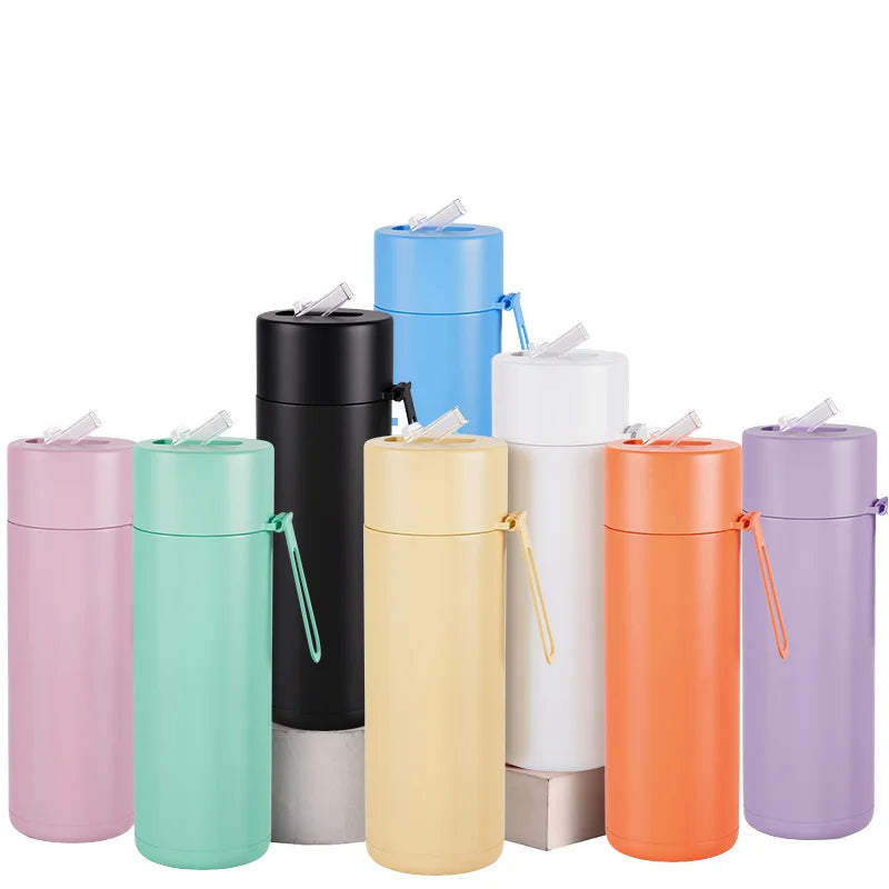 Custom logo Sport Water Bottles 20oz Double Wall Vacuum Insulated Stainless Steel Water Bottle With Straw Lid
