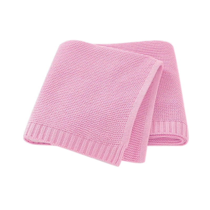 Wholesale Bulk Price  Baby Blanket 100% Cotton Solid Color  Sublimation Super Soft Newborn Baby Striped Knitted Blanket