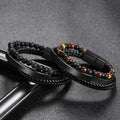 Woven Leather Rope Bracelet Wrist Bangle High Standard Punk Bead Uk Multilayer Leather Humanic Bracelet for Men
