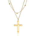 Vintage Stainless Steel Jesus Pendant Necklace Cross Necklace Real Gold Plated Jewelry Religious Christian Jesus Cross Necklace