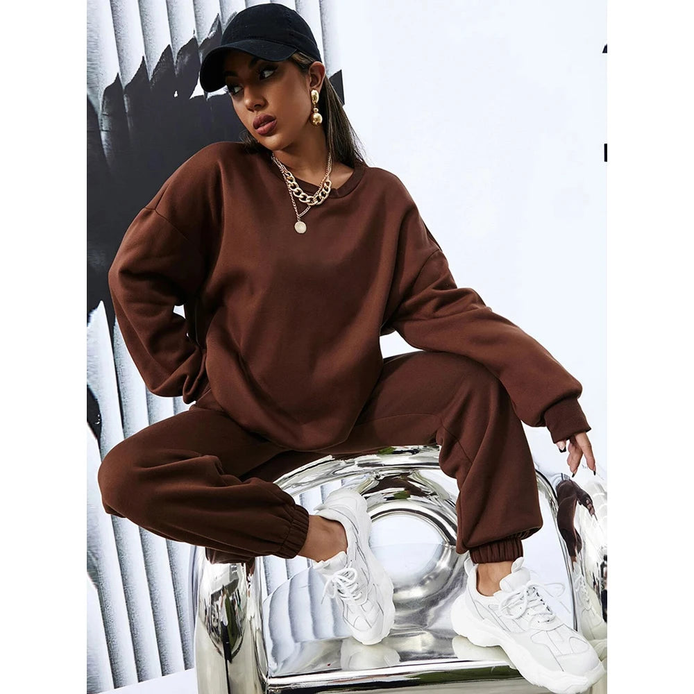High Quality Women Sweatshirt Sets Custom logo Two Piece Set Sweatshirt Women Plain Clothing Set