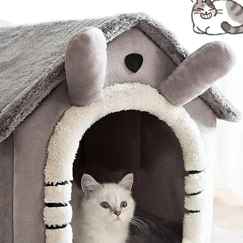 Foldable Dismantling Washable Small Pet Bed House Comfortable Warm Memory Foam Cat Dog House