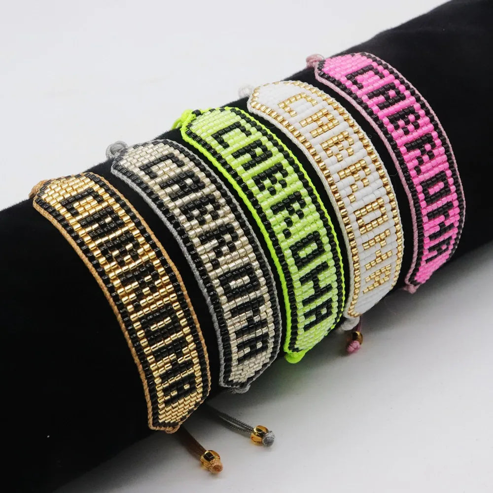 Miyuki Handmade Beaded Braided Pearl Women's Friendship Jewelry Delicate Bohemian Religious Party Gift Letter Bead Bracelets