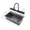 2024 New Trend Big Multifunction Stainless Steel Kitchen Sink LED Digital Display Waterfall Sink for Hotel Kitchen MegaBDM