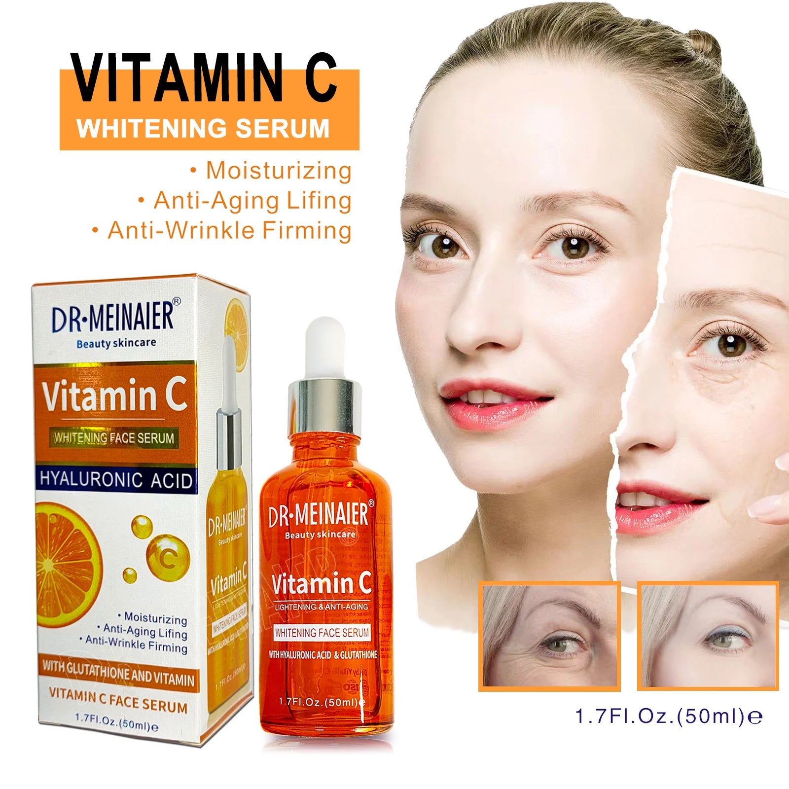 Hot Sales Natural Skincare Vegan Nourishing Face Skin Care Vitamin C Hyaluronic Acid Serum