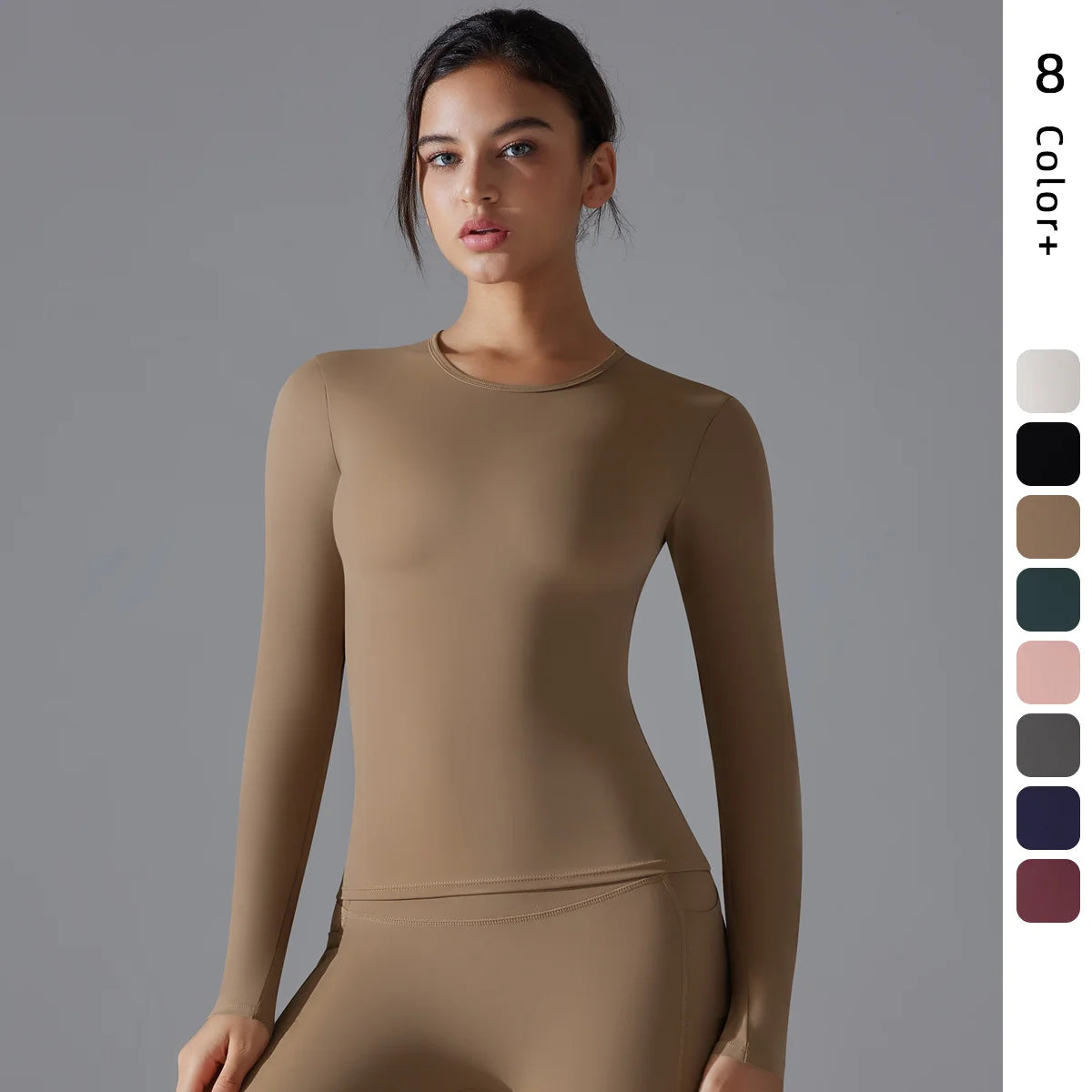 Custom Logo Gym Fitness High Compression Workout Active Clothing for Women Long Sleeved Yoga Top