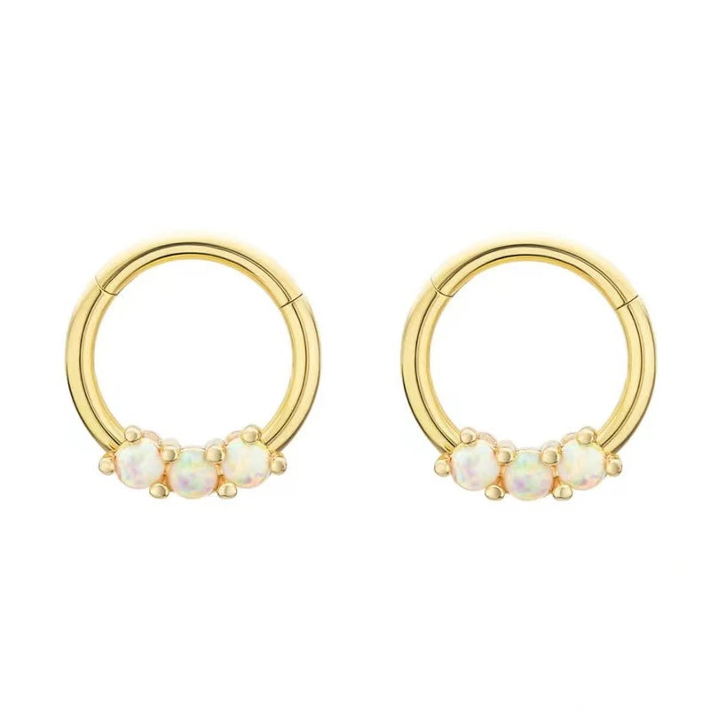 QS617 New Design Mini Hoop Earring Trending Opal Earrings Huggie Ear Clips 925 Silver Earring