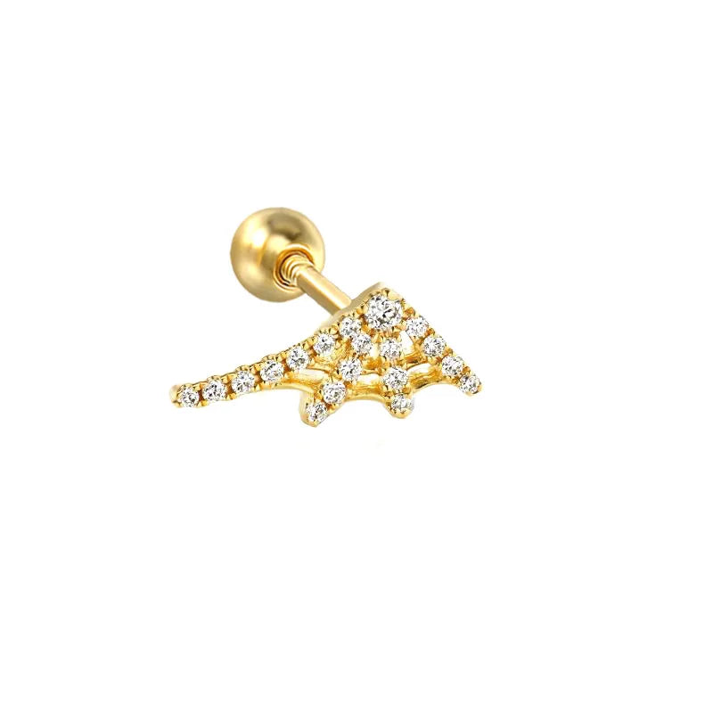 New Arrival 925 Sterling Silver Gold Plated Dainty Mini Diamond Drop Studs Earrings