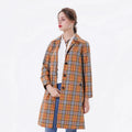 Bosha 2023 Custom Women's Autumn Trench Coat Casual Style Plaid Pattern 100% Cotton Long Coat with Buttons-Wholesale