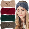 Autumn and Winter Double-layer Knitted Hair Band Knitted Hair Band Warm Hair Band Knitted Pearl Cross Hair Band