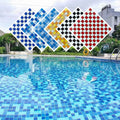 Modern Design Blue Tile Glass Mosaic Parquet Style 4mm for Interior Wall Swimming Pool Bathroom Graphic Design Available
