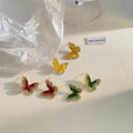 New Fashion Silver Needle Color Earrings Butterfly Gradient Crystal Earrings Sweet Style Stud Earrings