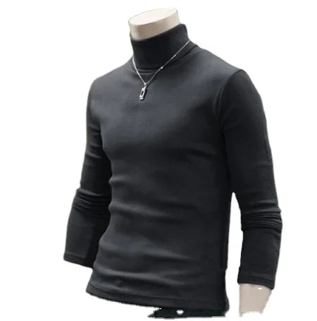 Plus Size Turtleneck Long Sleeve T-shirts Elastic Loose Men's Tops