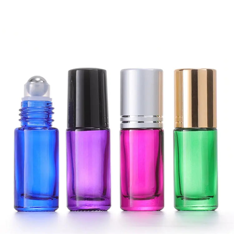 5ml  Quality Shipping Heavy Perfume Essential Oil Thick Frosted Color Matte Black Glass Roller Bottle with Roll on Ball