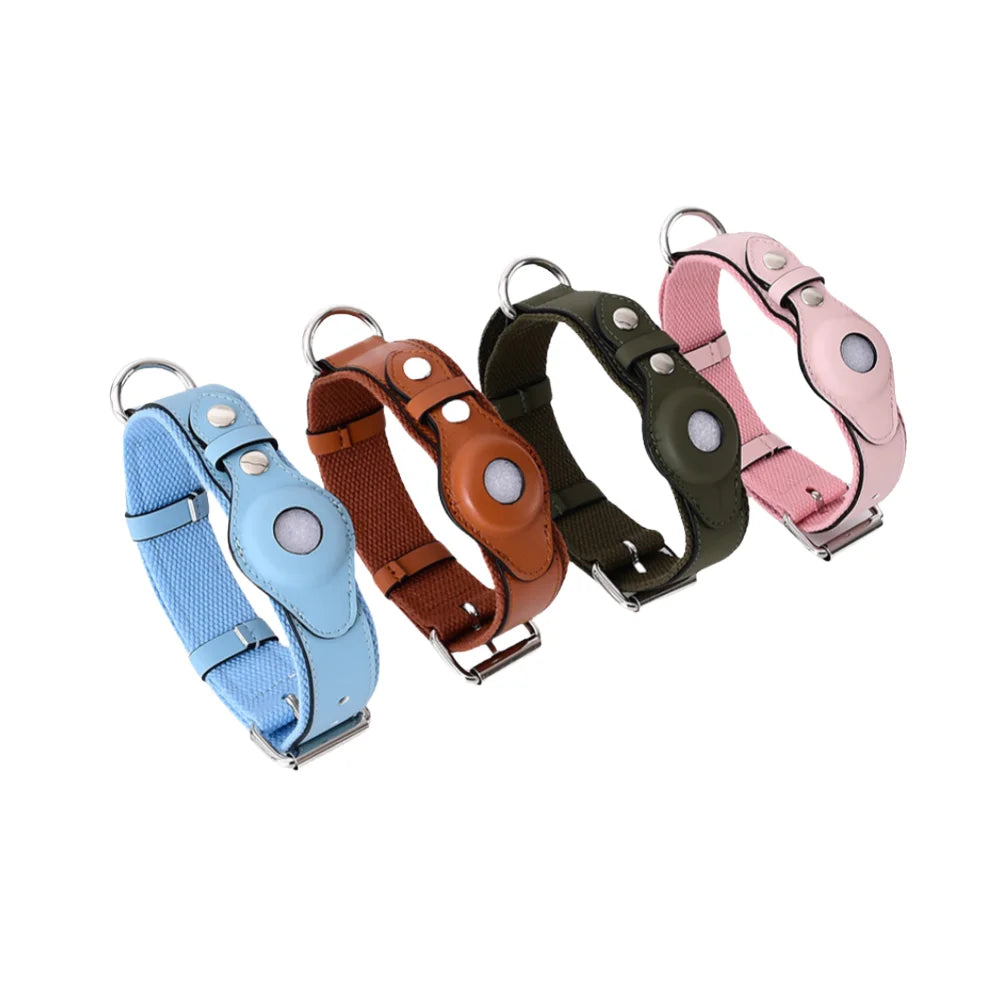 Wholesale Customizable Leather Pet Collar with Fur Decoration Solid Pattern Low MOQ for Dogs and Airtag Dog Collar Pet Collar