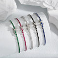 2mm Color Cubic Zirconia Blue Eyes Sapphire rainbow 925 Sterling Silver Tennis Bracelet Adjustable for Women