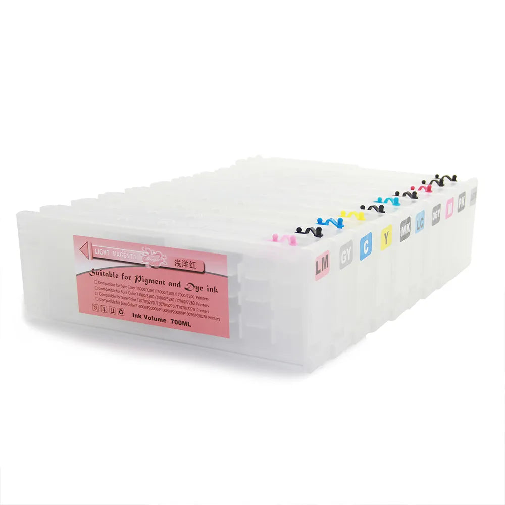 Supercolor 700ML/PC Empty Refillable Ink Cartridge With Chip for Epson P7580 P9580 Printer