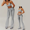 Mixed Matching 4 Piece Set Women Solid High Waist Slim Fit Flare Leggings Spandex/Nylon Quick Dry Gym Yoga Lounge Wear