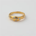 Stylish PVD 18k Gold Plated Irregular Cubic Zirconia Pave Stainless Steel Rings for Women Waterproof Fashion Jewelry