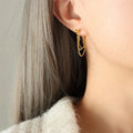 SP INS Korean Stainless Steel 18K Gold Double Link Chain Earrings for Women