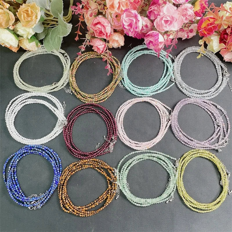 Quartz Crystal Gem Bracelet Natural Healing Moonstone Bracelets Jewelry Labradorite Facet Necklace for Gift