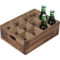 Wooden Storage Crate for DecorationBeer Holder BoxWood Crate BoxBeverage Serving Caddy with Carrying HandlesIndividual Slots