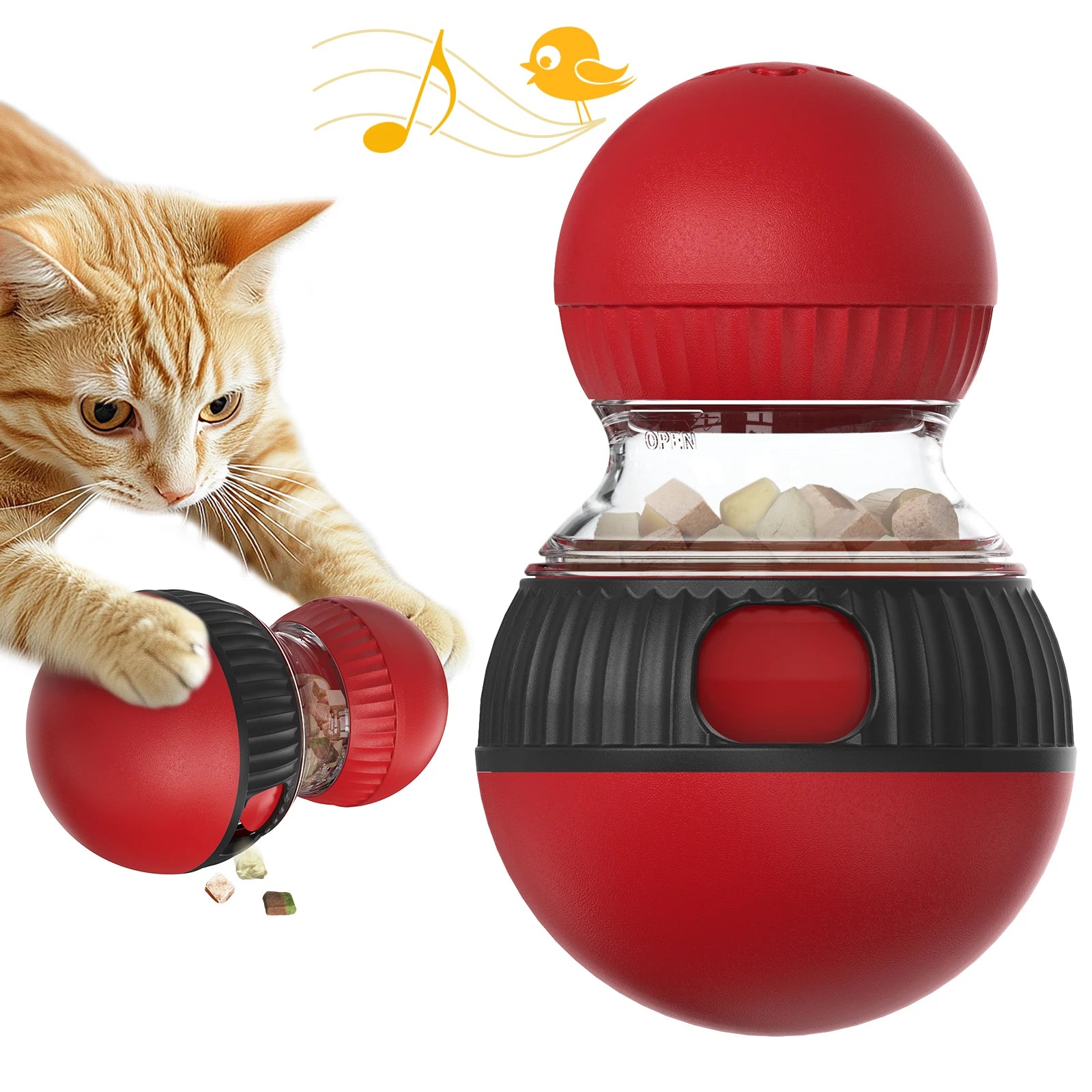 Cat Super Ball Luxury Modern Sport Fashion Multi-Functional Fun Leaky Food Play Sound Bird Call PC Material Lifelike Puzzle Toy