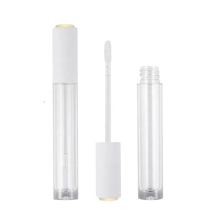 4ml Lip Gloss Tube Transparent Gold Top Lip Glaze Liquid Lipstick Packaging Silicone Brush Clear Wand Lipgloss Container Tubes