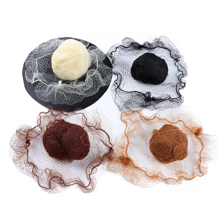 100pcs Hair Nets Invisible Elastic Edge Mesh (Black)