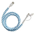 New Pure Blue Color Beaded USB Cables Elegant Pearl Beads Charging CableMobile Phone Charging Cable for Gift