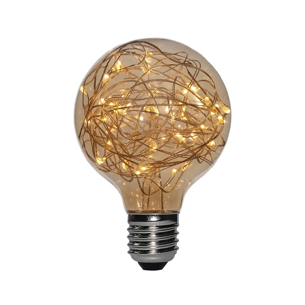 G80 E26 Warm White Edison Screw Night Lights Flash Starry Decorative Copper Wire String Lights for Bedroom Living Room Festival