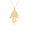 BASQUESUN Factory Supply Turkish Crystal Hand Hamsa Pendant Necklace Women Silver Gold Color Jewelry Hollow Out Clavicle Link C