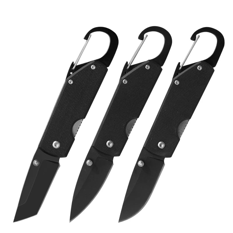 G10 Handle Multifunction EDC Folding Knife Small Tactical Survival Pocket Knife Carabiner Bottle Opener Stainless Steel Combat