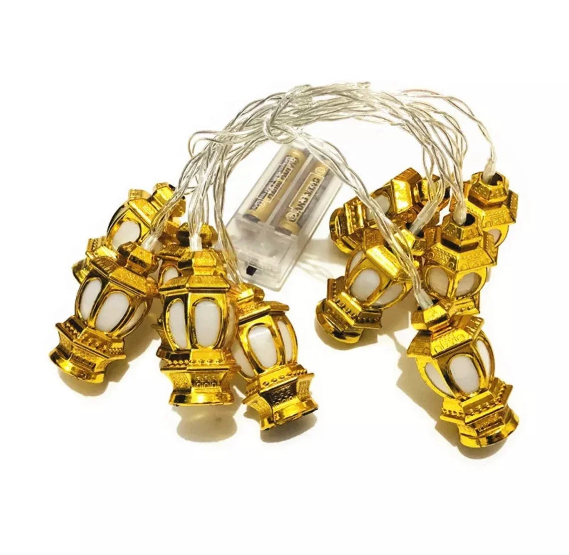PaFu Eid Mubarak Home Decoration Led Lamp Ramadan Gold or Silver 10LED Lights Muslin Lantern Light String
