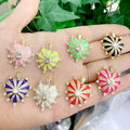 CZ8412 Gold Plated Brass Metal CZ Diamond Pave Heart Multi Colored Enamel Charms Pendant