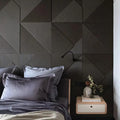 MUMU Carving 3D Effect Black Wallboard Cladding Modern Art Indoor Decorative Wood Strip Wall Slat Panel