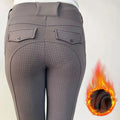 Winter Thicken Fleece Women's Full Seat Silicone Horse Riding Breeches Ladies Equestrian Leggings for Riding