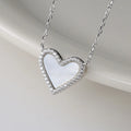 Mother of Pearl Heart Necklace for Women 925 Sterling Silver with Cubic Zirconia Setting Dainty Fine Jewelry Gift