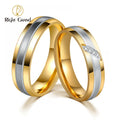 Fashion Beautiful Jewelry Wholesale 18K Gold Micro-inlaid Zircon Fashion Stainless Steel Couple Ring